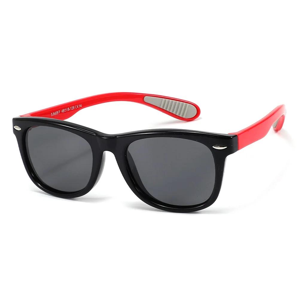 Fashion Square Children Sunglasses Baby Sunshade Silicone TPEE Frame Glasses Girl Boy Outdoors Polarized Shades UV400 3-12 s
