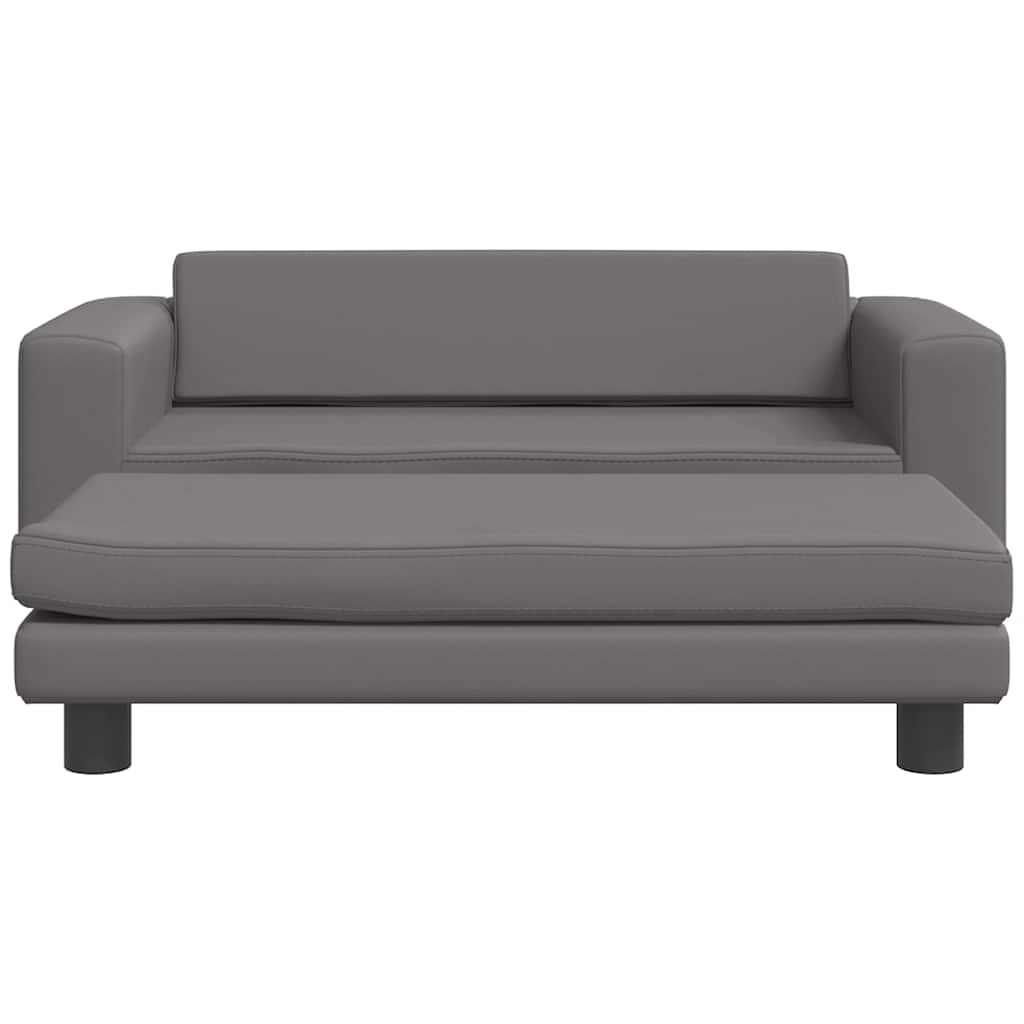 Vidaxl Sofa Dziecięca Z Podnóżkiem, Szara, 100X50X30 Cm, Ekoskóra