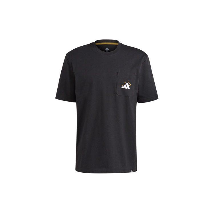 Adidas T Shirts Men's Black Crew Neck Moderate Straight Fit GN8181