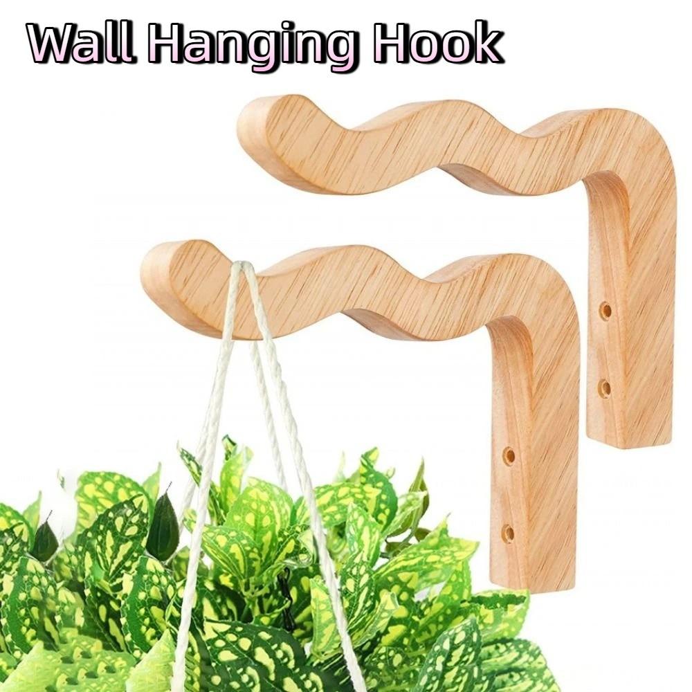 2PCS Wall Mounted Wooden Plant Hanger Farmhouse Style Hanging Flower Pot Hook  Indoor Outdoor