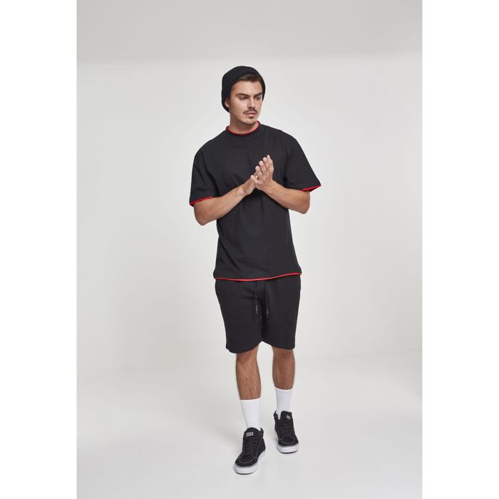 T-Shirt - Urban Classic - Contrat Tall - Schwarz - 100% Baumwolle - Kurze Ärmel