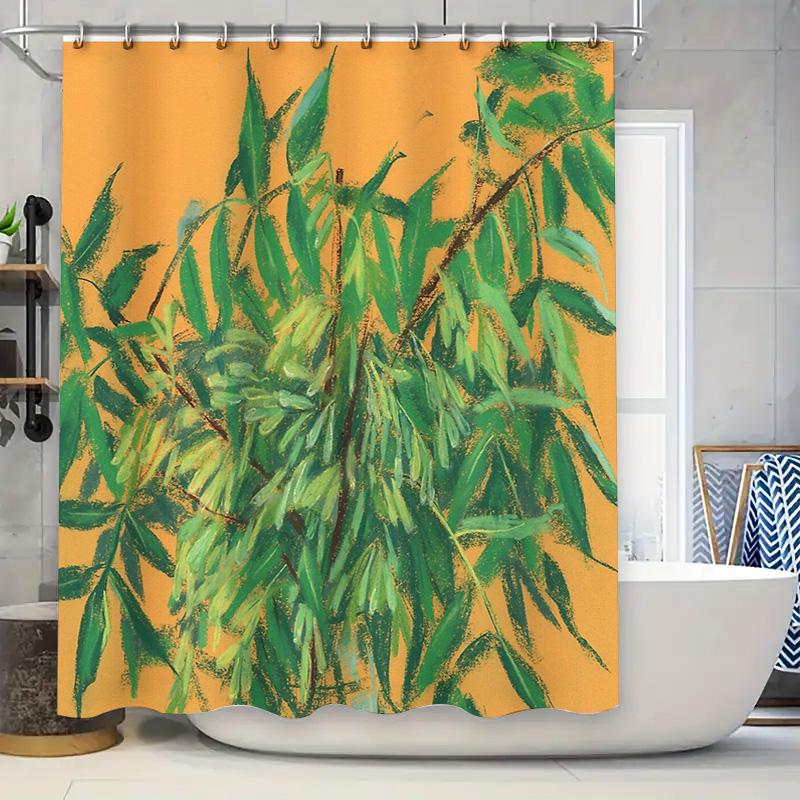 

Botanical Shower Curtain Greenery Leaf Pattern Bathroom Decor Farmhouse Nature Scenic Wall Art Home Textile Washable Modern W60H190(CM)-1 Pcs