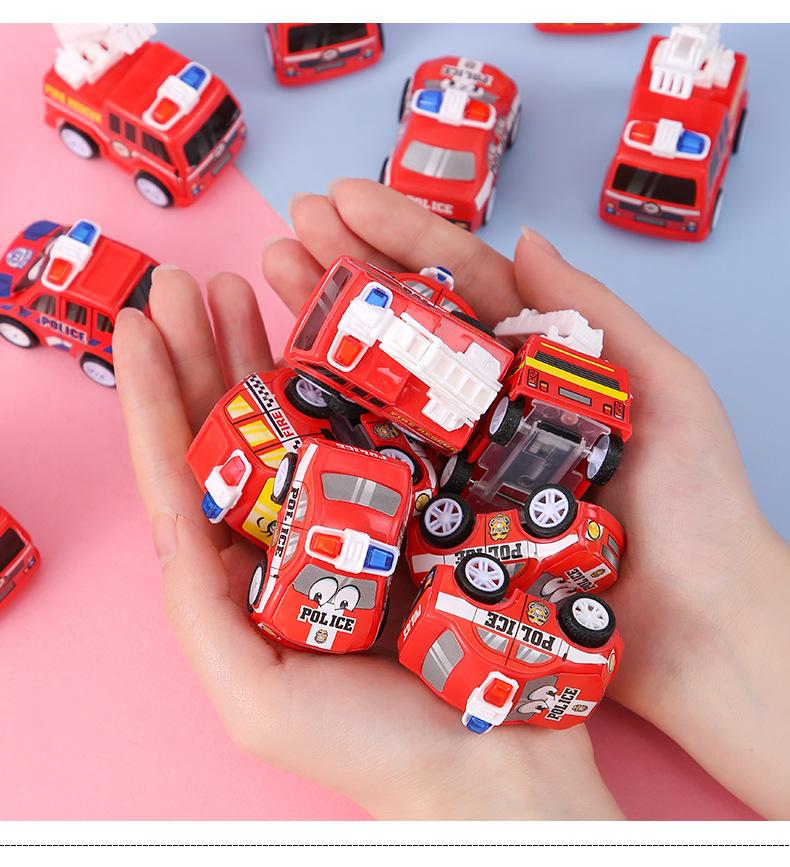 High-Quality 6Pcs High-Quality Cartoon Compact Size High-Quality Pull High-Quality Back High-Quality Fire High-Quality Truck High-Quality Police
