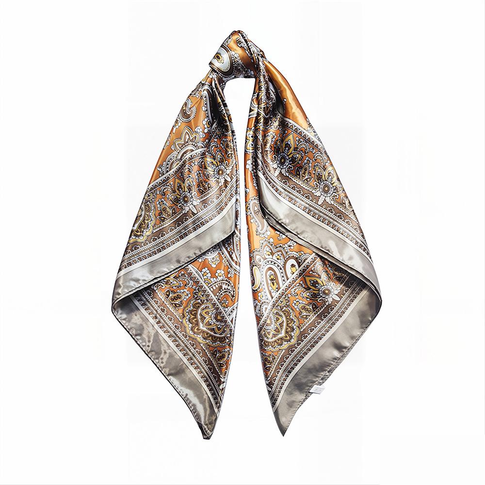 90cm Trendy Paisley Silk-Style Headscarf for Women - European American Design