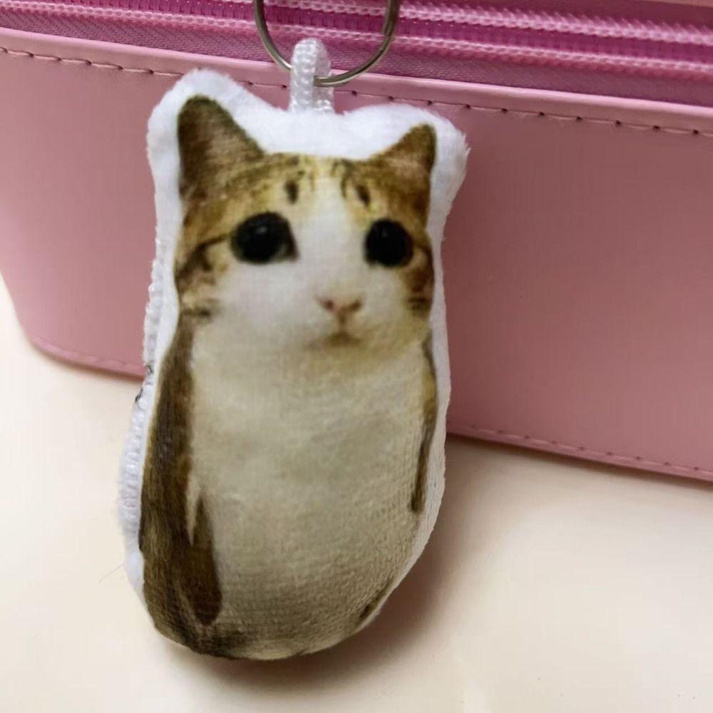 Squeeze Cat Voice Keychain With Sound Cat Plush Pendant Creative Meowl Keyring  Bag Pendant