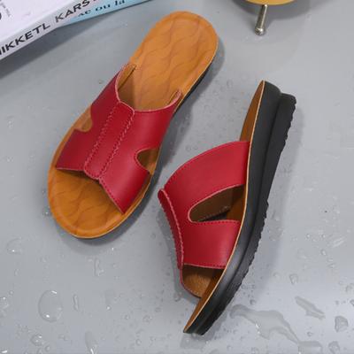 Korean Version Dermis Flat Bottom Anti-slip Women Slippers 2024new Fashion Casual Simple Slipsole Solid Color Sandal Summertime