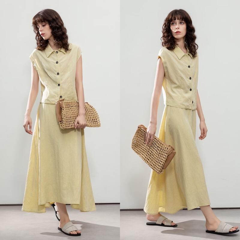 Demana Lyocell Linen Sleeveless Top & Skirt Set