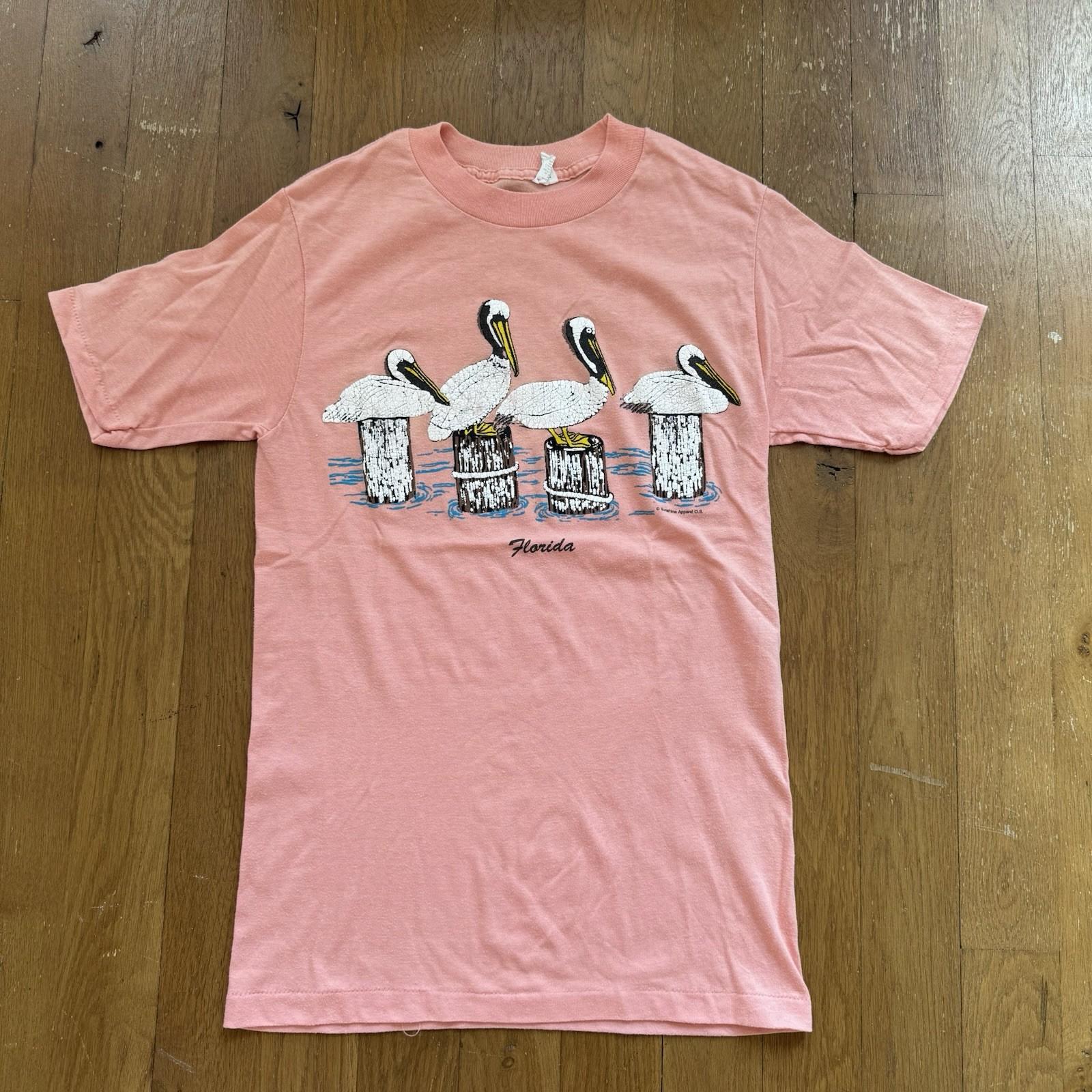 Vintage 80s Single Stitch Lexington Florida Pelicans Puff Print T Shirt Size Med XXXXL