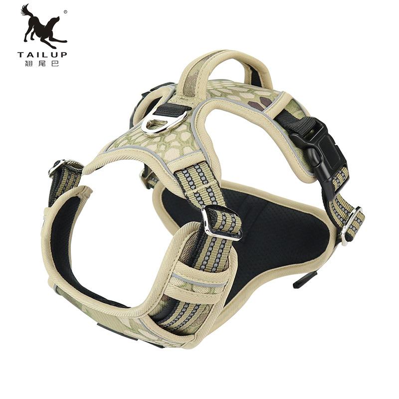 TAILUP 1000D Oxford Látka Reflexní Postroj pro Psa Služební Vesta pro Psa s Vertikálním Madlem Nastavitelný Obojek pro Střední Psy