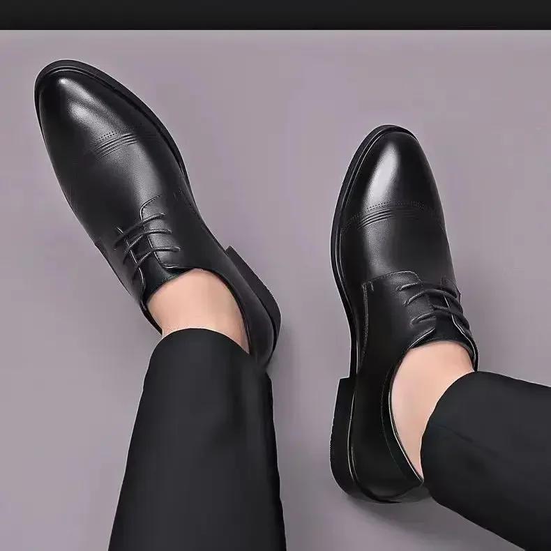 

Мужская официальная обувь из кожи, повседневная деловая обувь для общения, мужская официальная дешевая распродажа, роскошная дизайнерская обувь 2024 года, стильная обувь для вечеринок 38