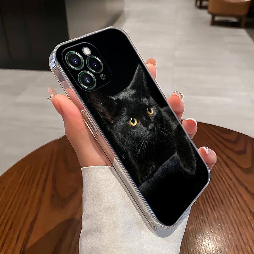 Cute Cat Hello Case For Apple iPhone 17 16 15 14 13 12 11 Pro Max 16 Plus 16E 17Air 17Pro Phone Cover Silicone Funda Black Cats