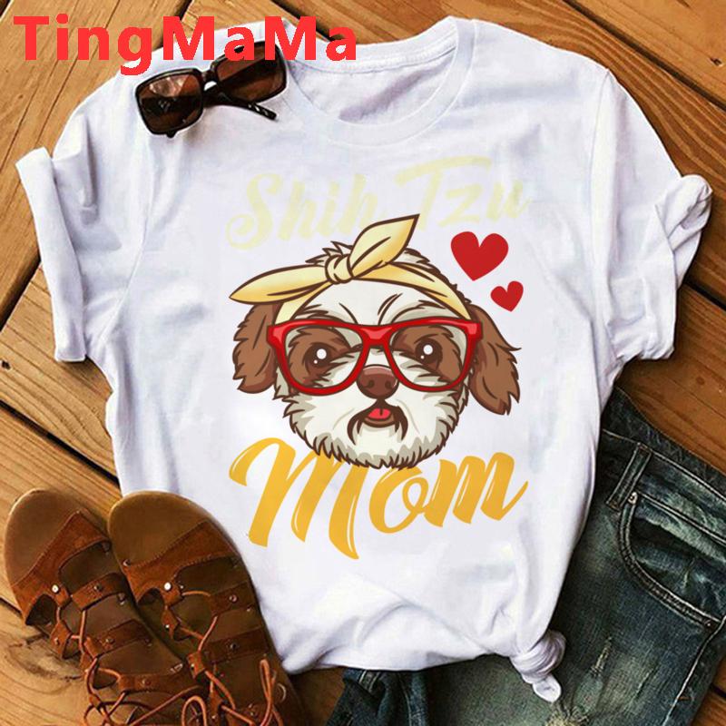 Maminka Tričko Ženy Harajuku Letní topy Kreslený Shih Tzu Grafika Trička Kawaii Módní Unisex topy