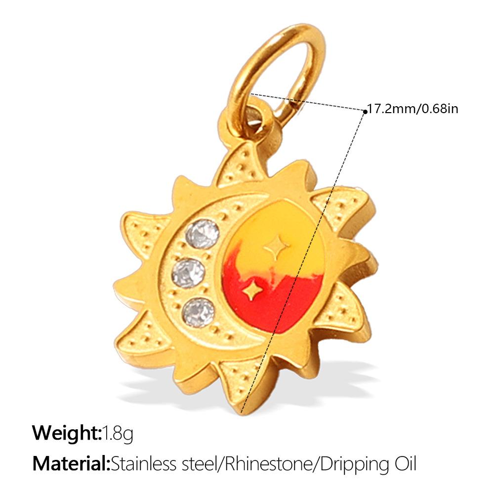Niche Gold Star Moon Sun Planet Pendant Fashion Versatile Oil Drip Diamond Personalized Accessories