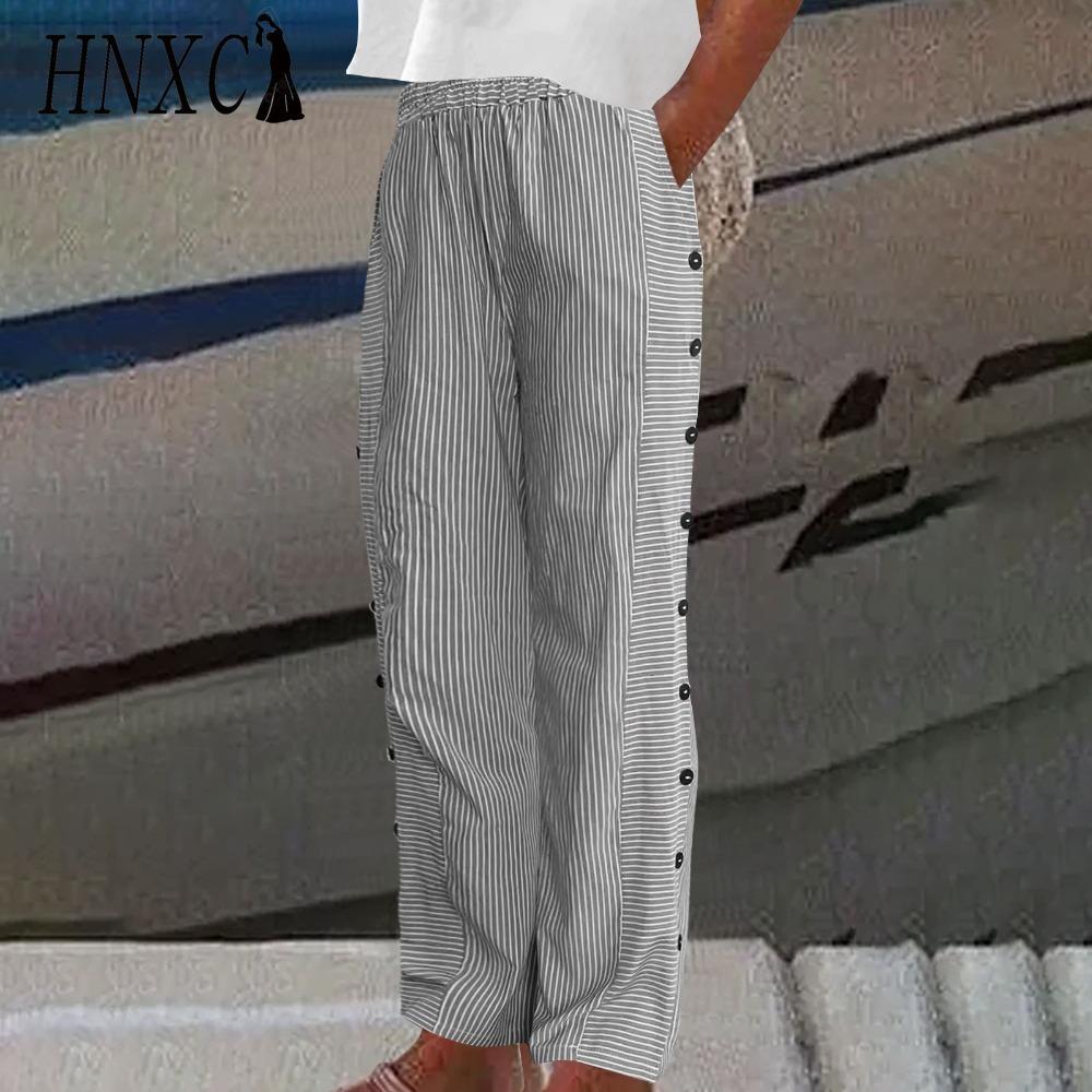 HNXC Dámské módní ležérní jednobarevné kalhoty a capris