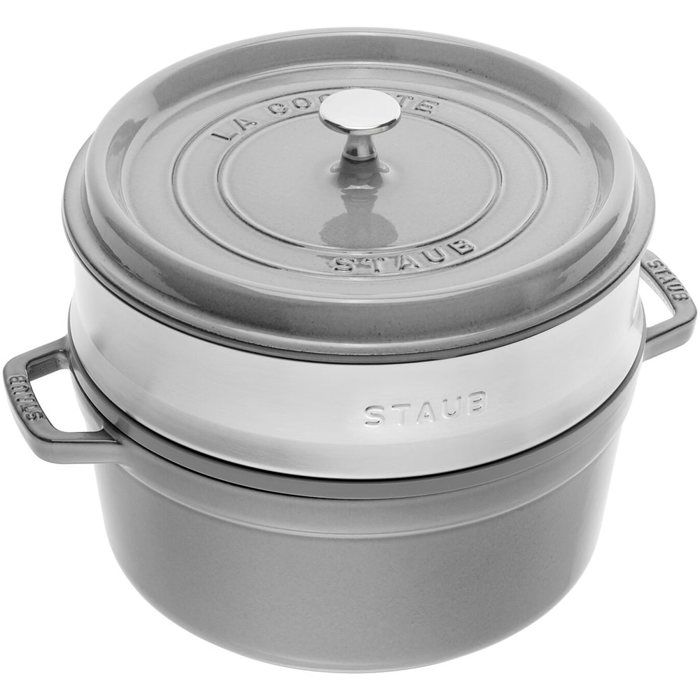 STAUB 405106050 - Cocotte Ronde Avec Panier Vapeur - Ø 26 Cm - Gris Graphite
