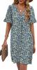 Women's V-Neck Flared Sleeve Medium and Long Pocket Short Sleeve Dress