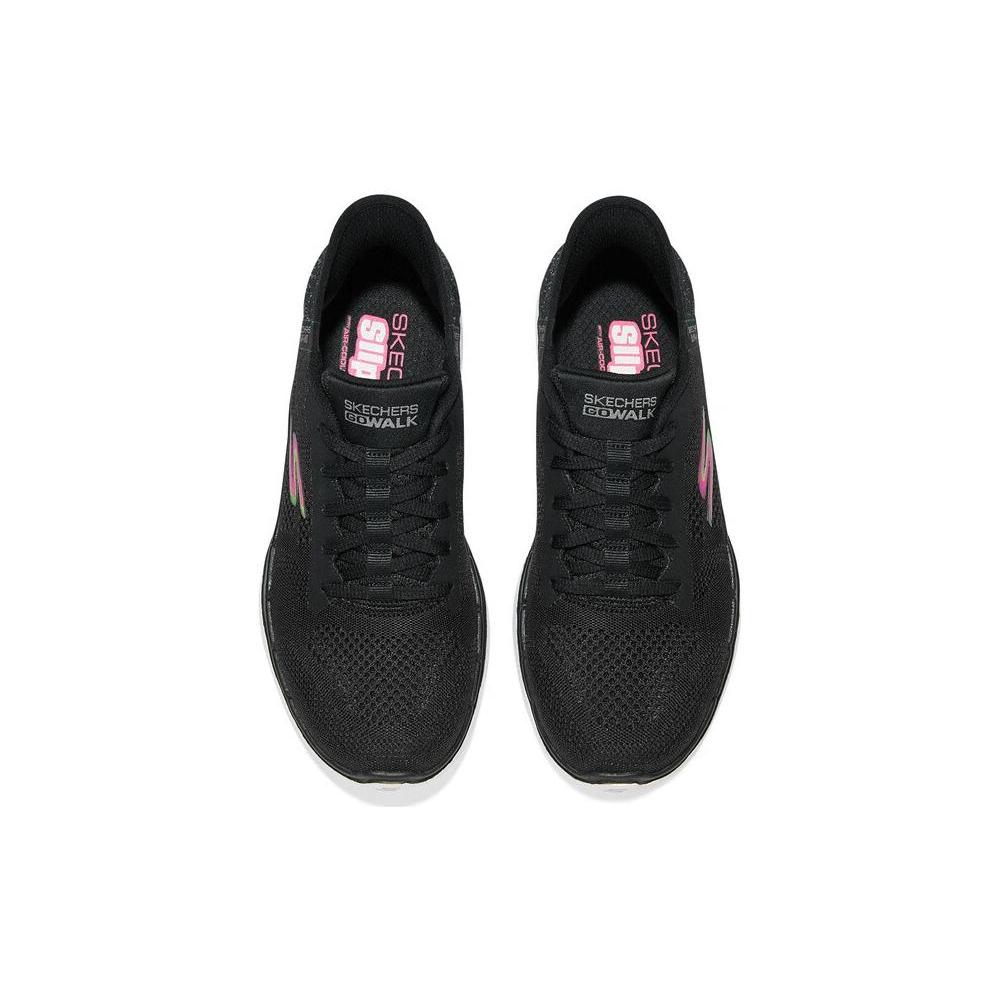 Skechers Go Walk 6 Dämpfung Abriebfest Niedrig geschnitten Walking Schuhe Damen Schwarz Rosa 124627-BKMT