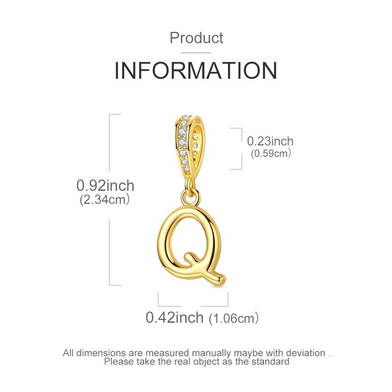 Copper Golden Letter Q Charms Fit Original Bracelet Making Gift For Woman Jewelry Diy Fashion Pendant