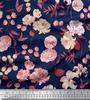 Soimoi Japan Crepe Satin Fabric Leaves,Peony & Dahlia Flower Printed Fabric 1 Metre 42 Inch