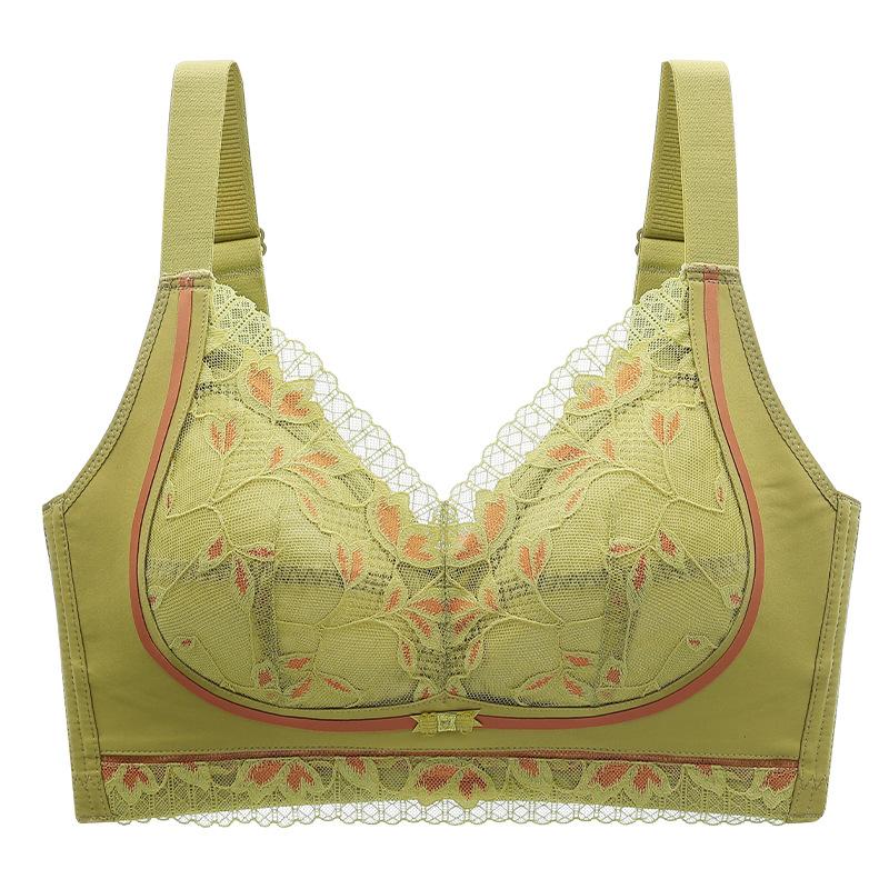 Thin Bra for Women Breathable Gathering Bra Full Cup Size Large Size No Steel Ring Push Up Bra