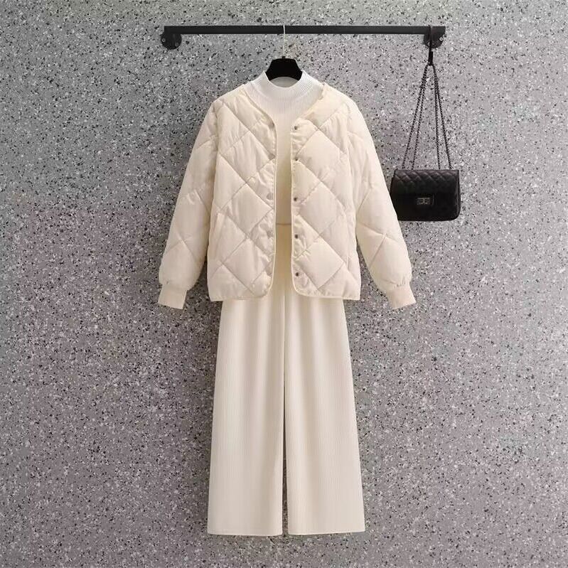 

Women Short Coat Down Coats Thick Warm Single Breasted Spliced Slim Warm Round Neck Solid Outerwear Autumn Winter Jackets XS бежевый