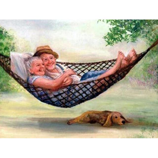 DIY 5D Diamond Painting Old Couple Mosaic Full Round Rhinestones Diamond Embroider