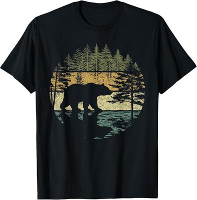 Vintage Graphic T-Shirt Featuring Retro Forest Bear for Outdoor Enthusiasts