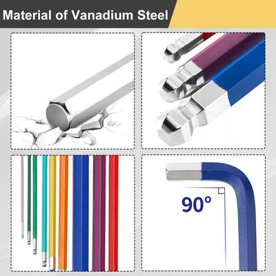 Επαγγελματικό Σετ 9 τεμαχίων Κλειδιά Άλεν (1,5-10 χλστ) Κιτ Κλειδιών L Εξάγωνο Κλειδί Χειροεργαλεία για Επισκευή Ποδηλάτου/Αυτοκινήτου/Επίπλων/Ηλεκτρονικών