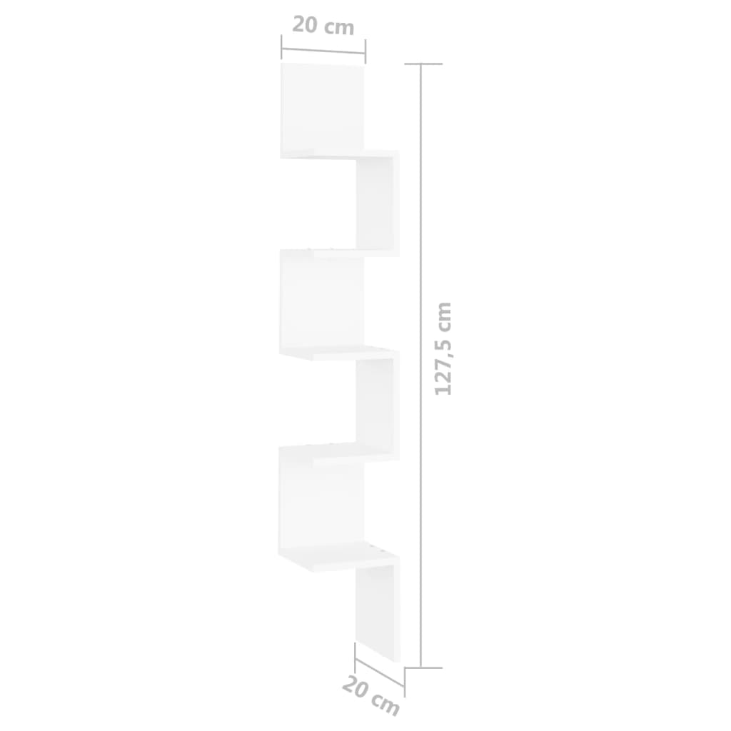 Vidaxl Corner Wall Shelf, White, 20X20X127.5 Cm