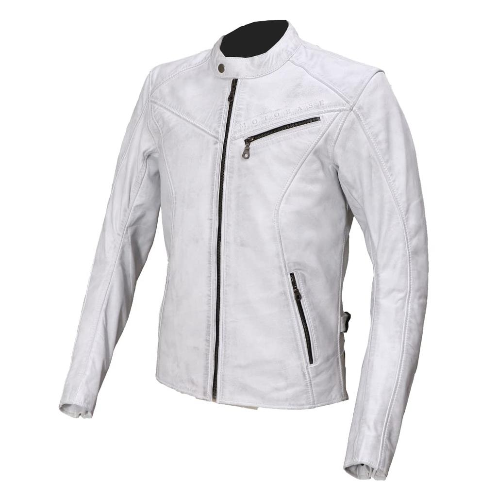 MOTO BASE Model Motorcycle Leather Jacket Sheepskin Single Jacket Dame White LL Spring/Autumn (Genuine Leather) Rider's MBLJ-01