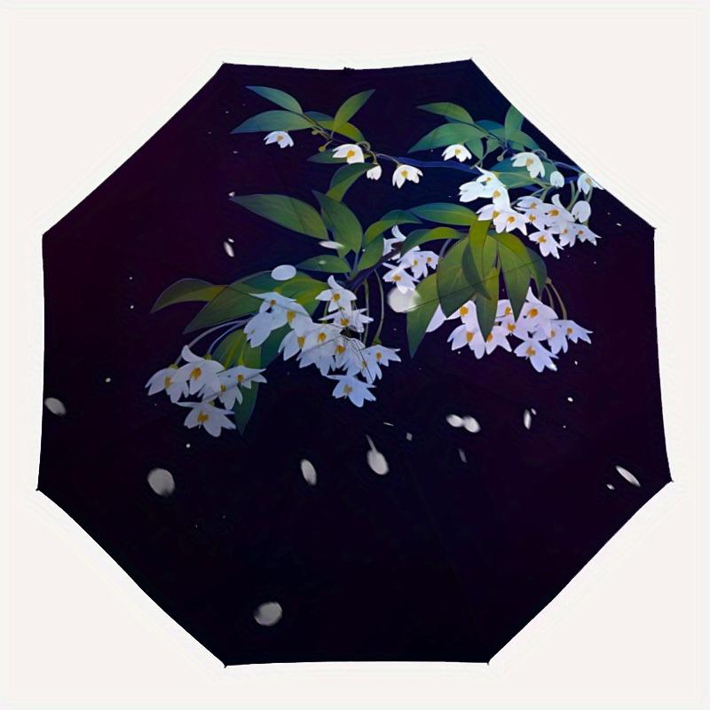 

1pc Snowdrop Flowers Automatic Open/Close Umbrella, Portable Folding umbrella for Everyday Use yy250826039