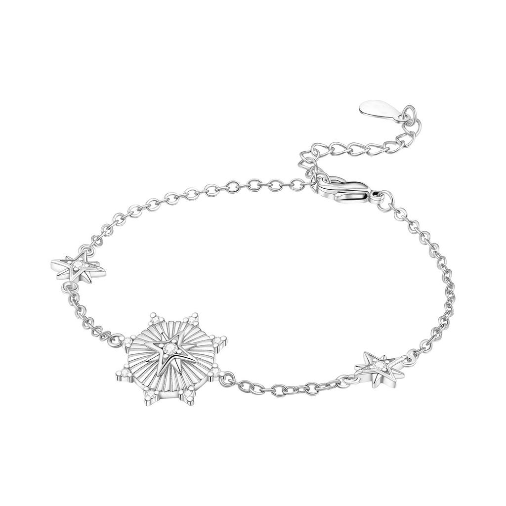 925 Silver Butterfly Moon Star Stone Bracelet Minimalist Jewelry
