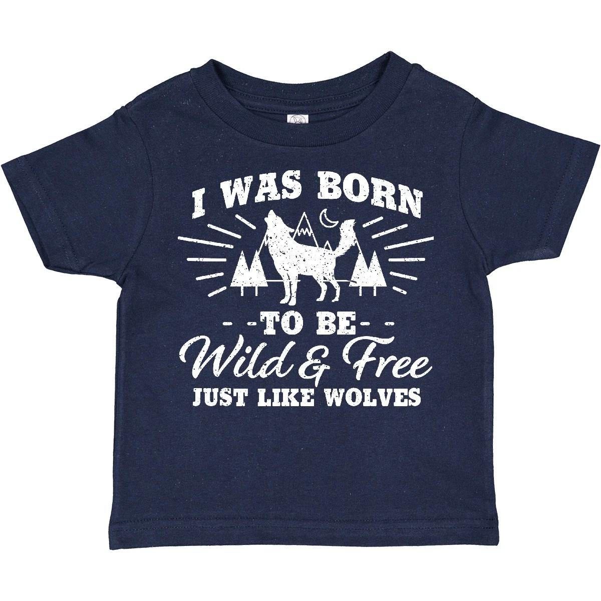 

Inktastic I Was Born To Be Wild And Free With Wolf And Mountains Toddler T-Shirt 100