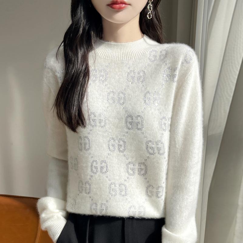 Damen Kaschmirpullover Qinghe Kaschmir 30% Kaschmir 70% Wolle Herbst- und Winterpullover warm und modisch