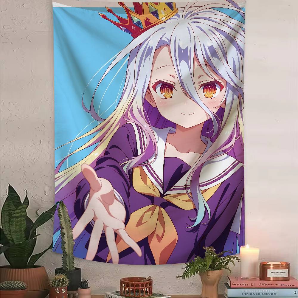 Anime No Game No Life Tapestry Bohemian Tarot Hippie Wall Hanging Dorm Kawaii Shiro Girl LARGE Wall Art for Bedroom Living Room