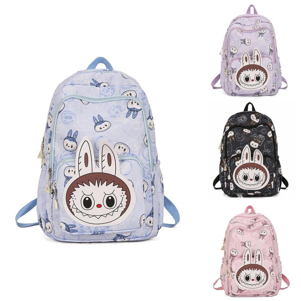 Trendy Large Capacity Anime Cartoon Backpack For Middle School Students Unisex In Pink Purple Black Blue Coffee