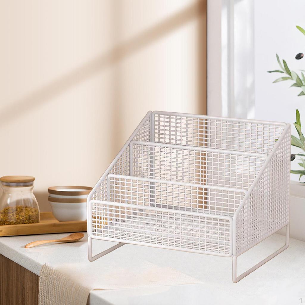 Plattenständer 3 Fächer Aufbewahrungsregal Arbeitszimmer Schreibtisch Organizer Metall