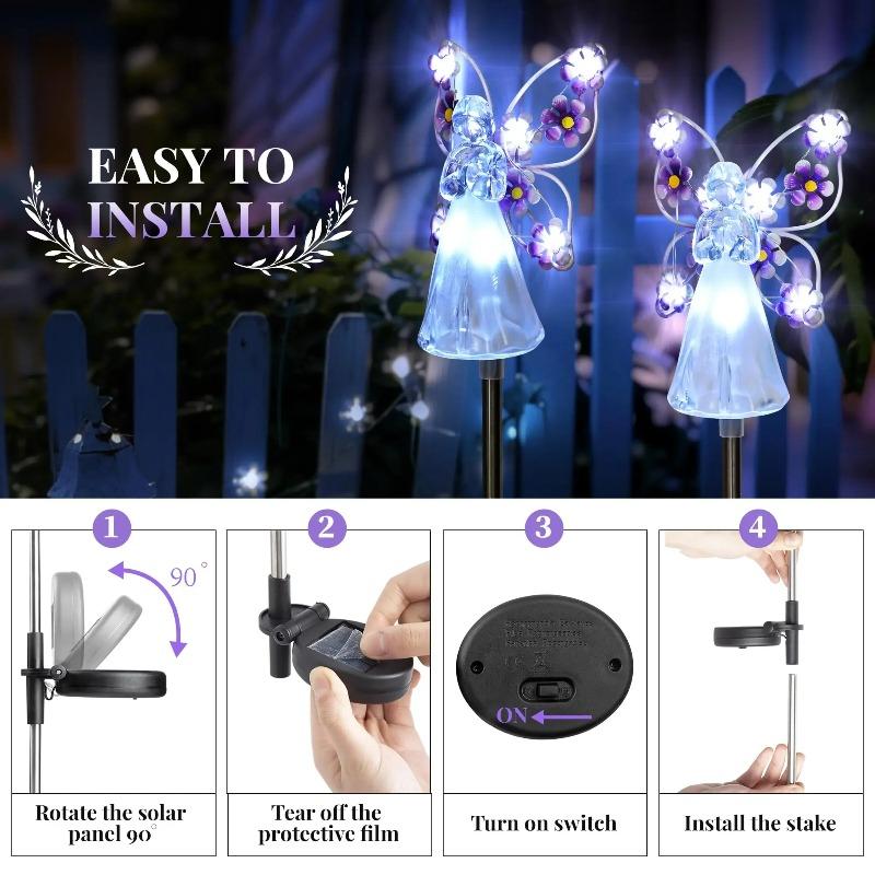 Solar Garden Light Angel Solar Landscape Decorative Light Outdoor Waterproof Solar Pathway Lights Lawn Yard Sympathy Gift