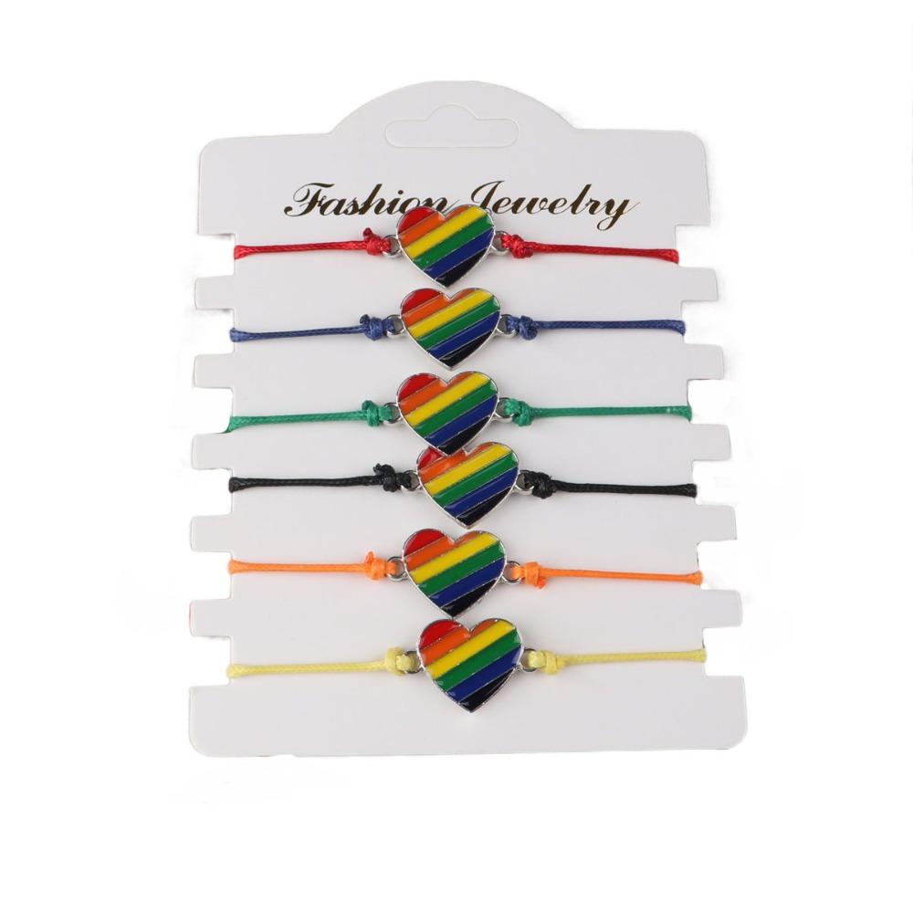 6Pcs Boho Couple Prided Bracelet Colorful Friendship Braided Rope  Pride Month