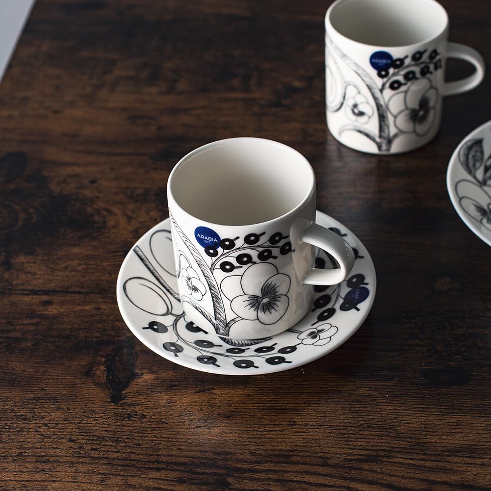 Arabia Paratiisi Black 1021003 6411801003055 Mug, & White, 240ml, Porcelain, Finnish, Nordic, Gift, /