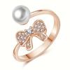 Japanese and Korean version of the new simple personalized bow opening adjustable pearl ring women