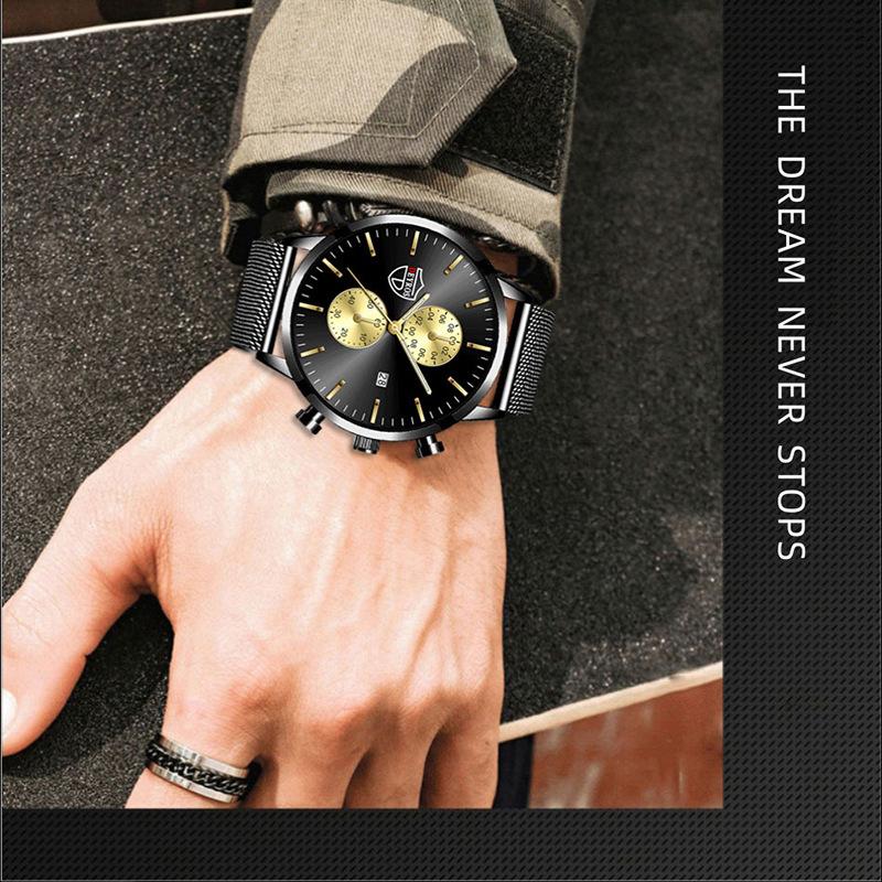 Men's Fashion Date Luminous Watch Men's Quartz Watch Steel Watch Men's Gift