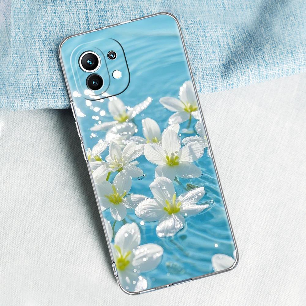 Phone Case For Xiaomi Mi 15 14 13 12 11 Lite 15T 13T 12T Pro Poco X7 X6 X5 Pro 5G X3 NFC F7 F6 F5 Cover Soft Pale Little Flower