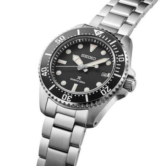 Seiko Saat PROSPEX SBDJ063 Erkek Kol Saati Dalgıç 200m Suya Dayanıklı Hava Dalışı Güneş Enerjili Tarih Takvimli Donanımlı Dalgıç Tüplü Dalış Gümüş Siyah Kadran