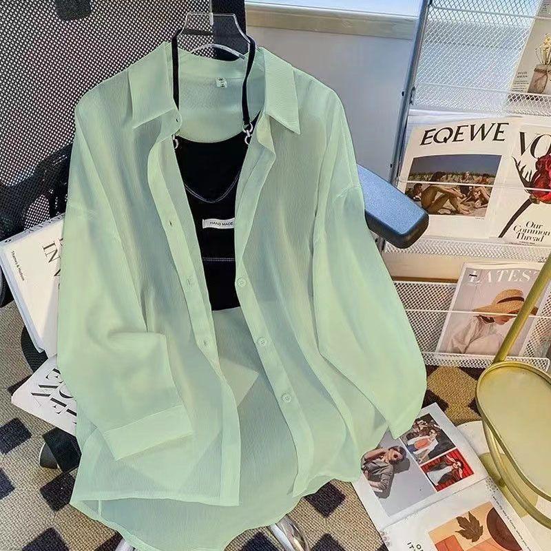 Summer Chiffon Sun Protection Shirt for Women Long Sleeved Korean Loose Mid-length UV Resistant Outer Layer Thin Cardigan