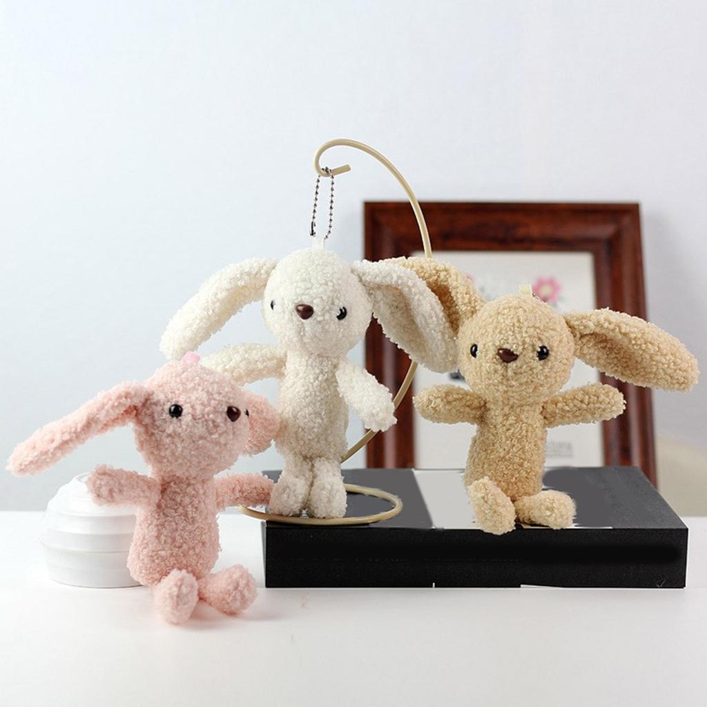 Plush Big Ear Rabbit Keychain Lovely Decorations Keyring Ornament Backpack Handbag Charm Pendant Gift for Girls Women