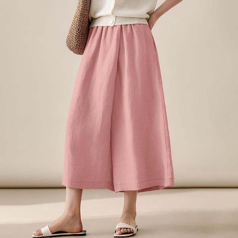 ZANZEA Women Casual Elastic Waist Loose Wide Leg Capris Pants