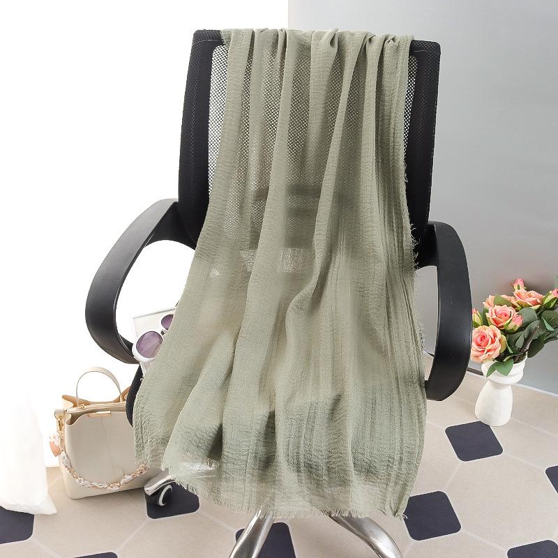 Sciarpa grande da donna in cotone e lino di colore puro: Foulard musulmano primaverile/estivo, telo mare, scialle con protezione solare