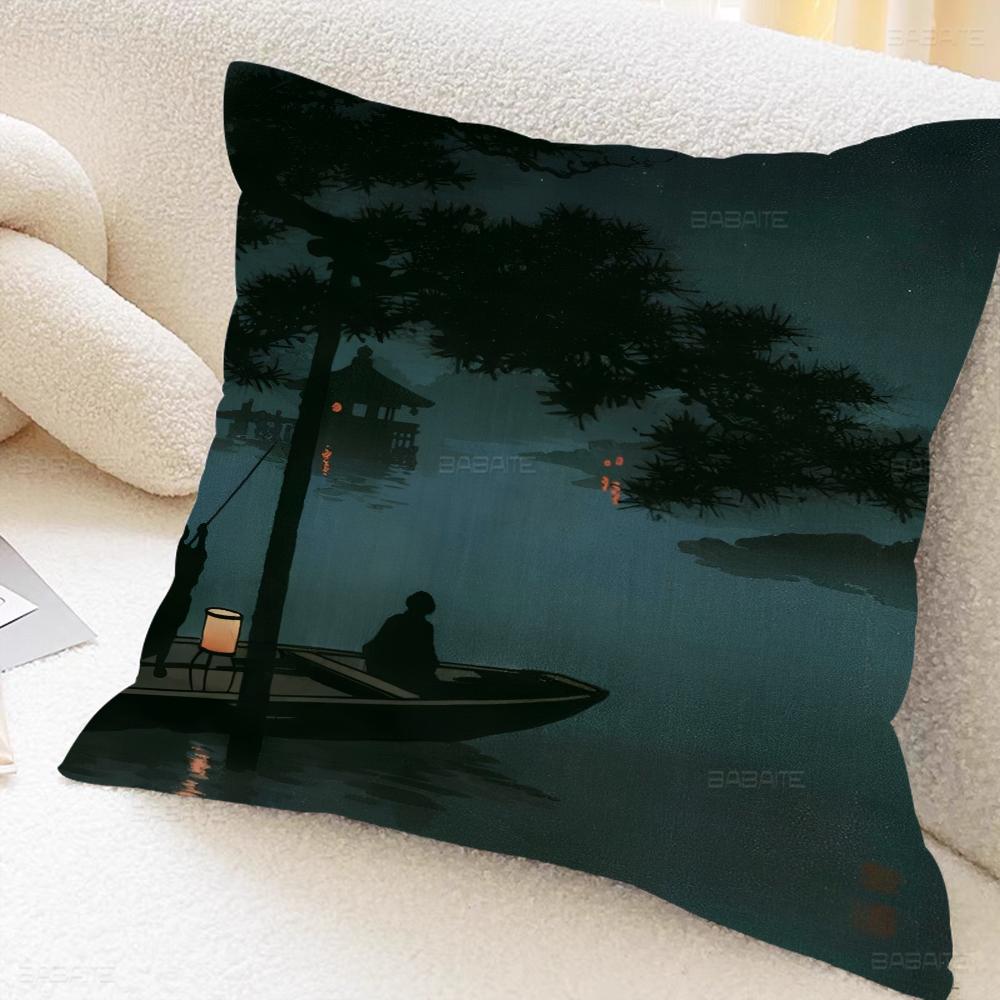 Japanese Landscape Series Office Cushion Pillowcase Car Cushion Cover45X45CM Lumbar Pillowcase Sofa Pillowcover