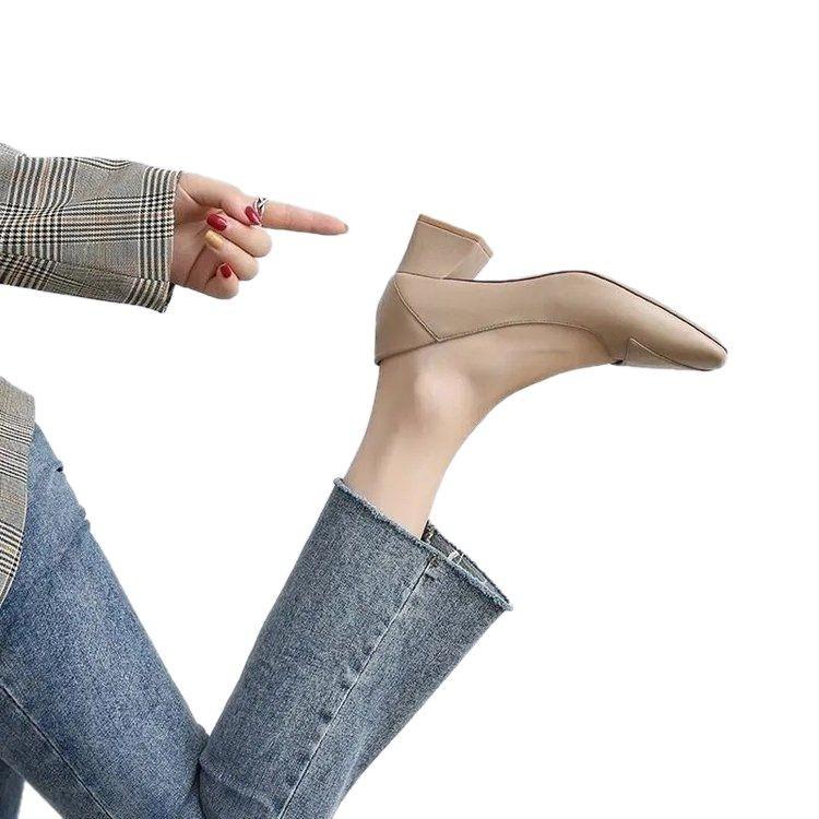 Thick Heels, Not Tired Feet, Single Shoes, Women's Work Shoes, One Shoe, Two Wear Mother Women's Shoes, Soft Soles, Soft Leather, Not Grinding